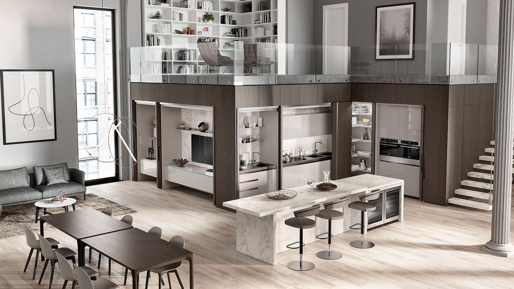 
                  
                    Scavolini Boxlife Kitchen and Living Space for Modern Apartments for Loft Living
                  
                
