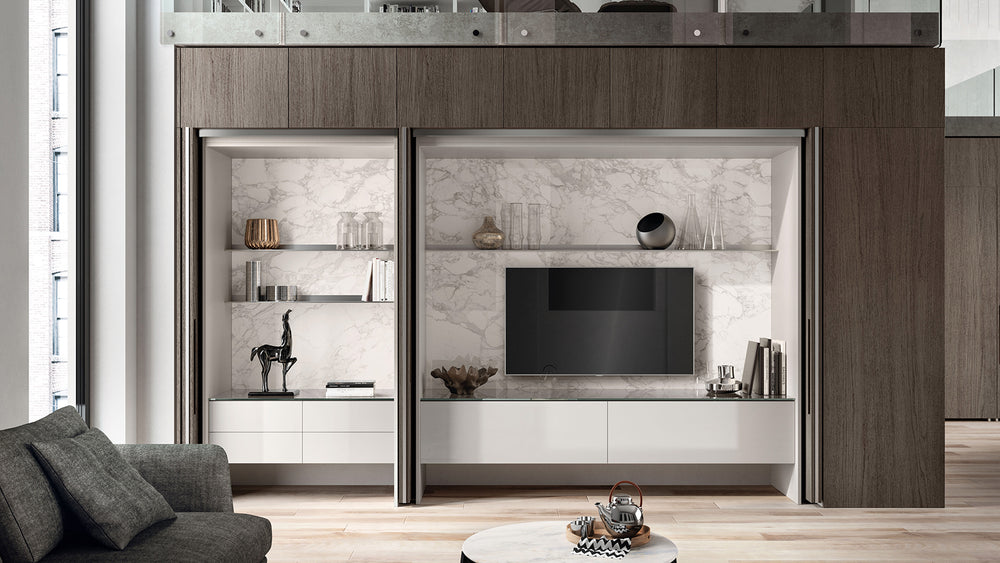 
                  
                    Scavolini Boxlife Living Area with Integrated TV and Bookshelf
                  
                