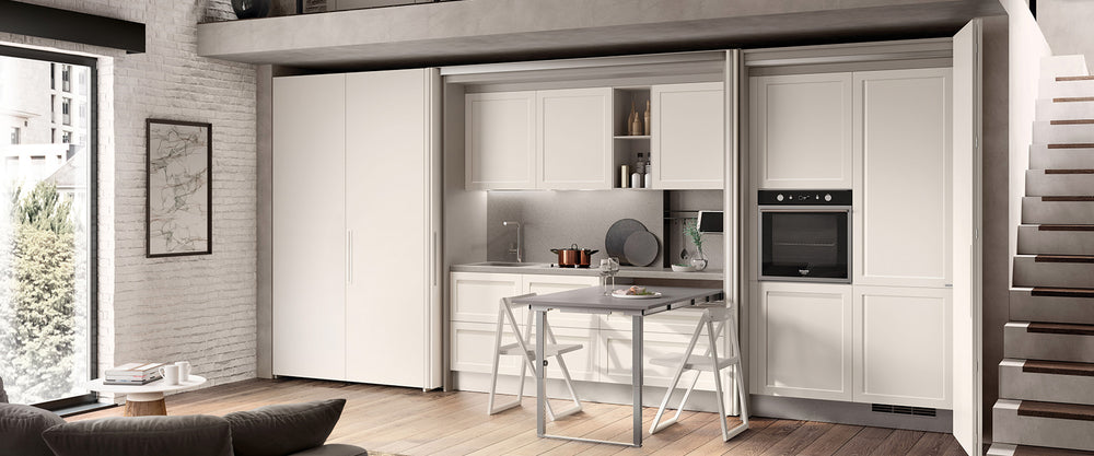 
                  
                    Scavolini Boxlife Modern Living Kitchen with Pullout Dining Table
                  
                