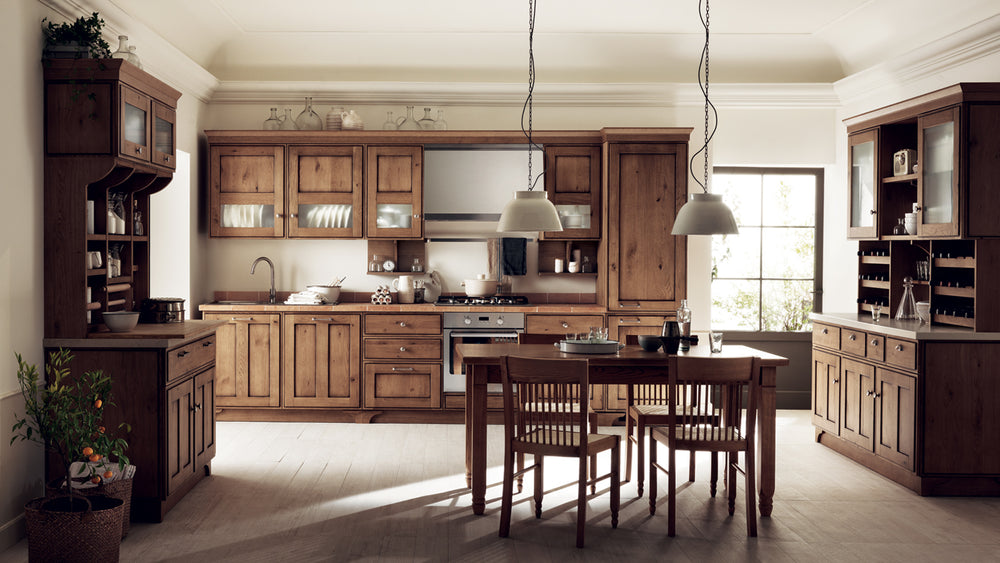 Scavolini Favillla Kitchen with a rustic style in walnut wood